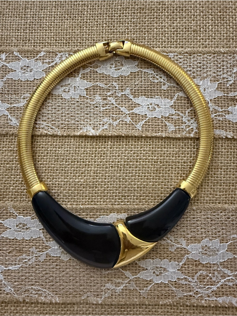 Napier Gold Collar Necklace with Black Accents